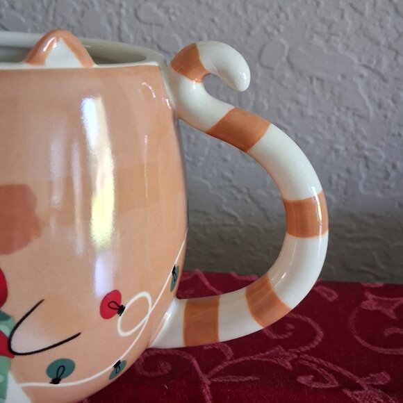 St. Nicholas Square Tan Ceramic Holiday Cat Themed Coffee Mug - Picture 6 of 10